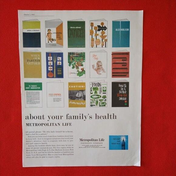 1961 Met Metropolitan Life Ins "1001 Questions Answers" 2pg 21x13 Vtg PRINT AD - Picture 8 of 13